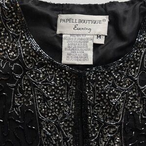 Vintage Papell Boutique Black Beaded Evening Jacket